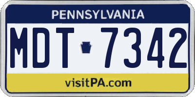 PA license plate MDT7342