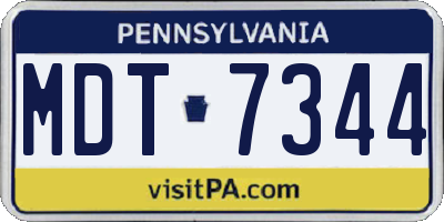 PA license plate MDT7344