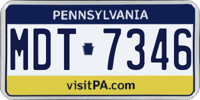 PA license plate MDT7346