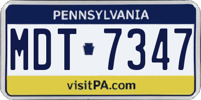 PA license plate MDT7347