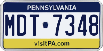 PA license plate MDT7348