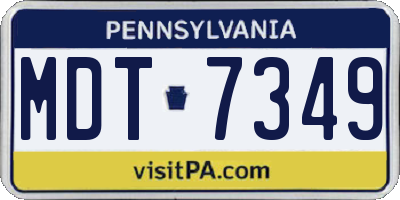 PA license plate MDT7349