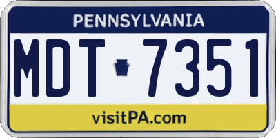 PA license plate MDT7351