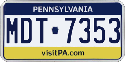 PA license plate MDT7353