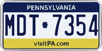 PA license plate MDT7354