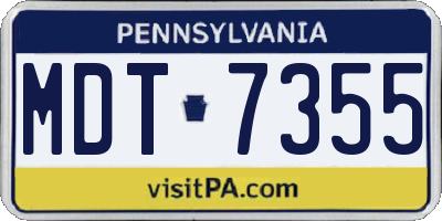 PA license plate MDT7355