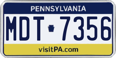 PA license plate MDT7356