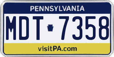 PA license plate MDT7358