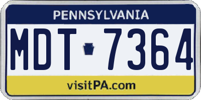 PA license plate MDT7364