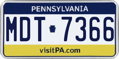 PA license plate MDT7366