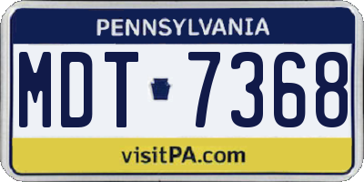 PA license plate MDT7368