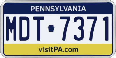 PA license plate MDT7371