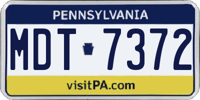 PA license plate MDT7372