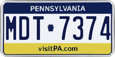 PA license plate MDT7374