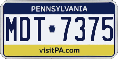 PA license plate MDT7375