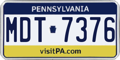 PA license plate MDT7376