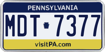 PA license plate MDT7377