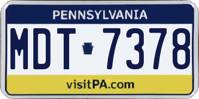 PA license plate MDT7378