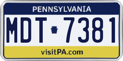 PA license plate MDT7381