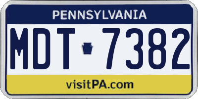 PA license plate MDT7382