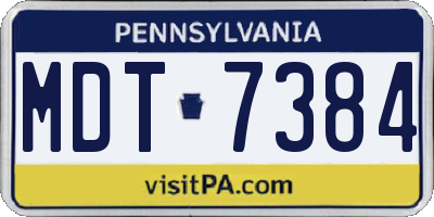 PA license plate MDT7384