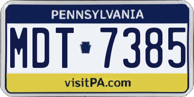 PA license plate MDT7385