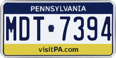 PA license plate MDT7394