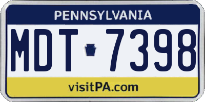 PA license plate MDT7398