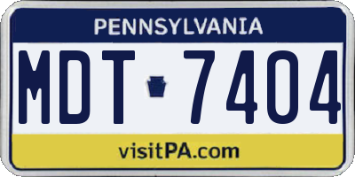 PA license plate MDT7404