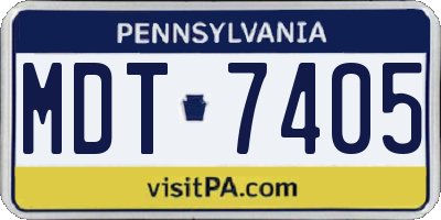 PA license plate MDT7405