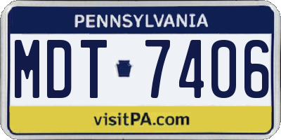 PA license plate MDT7406