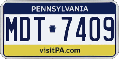 PA license plate MDT7409