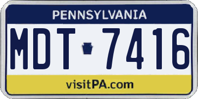 PA license plate MDT7416