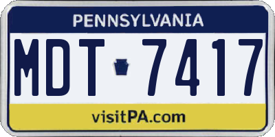 PA license plate MDT7417