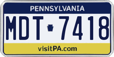 PA license plate MDT7418
