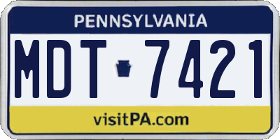 PA license plate MDT7421