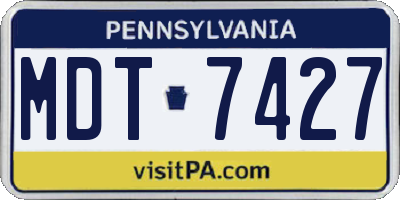 PA license plate MDT7427