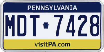 PA license plate MDT7428
