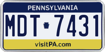 PA license plate MDT7431
