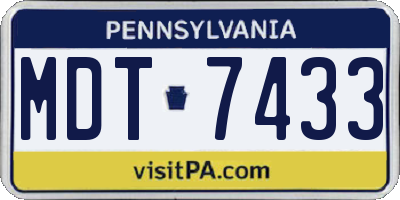PA license plate MDT7433