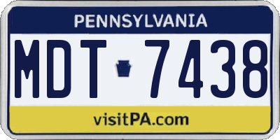PA license plate MDT7438