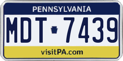 PA license plate MDT7439