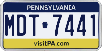PA license plate MDT7441