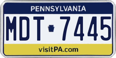 PA license plate MDT7445