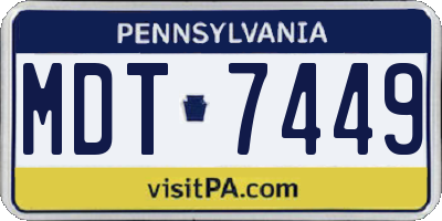 PA license plate MDT7449