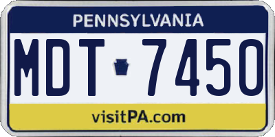 PA license plate MDT7450