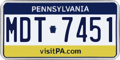 PA license plate MDT7451
