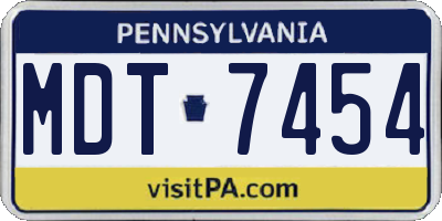 PA license plate MDT7454