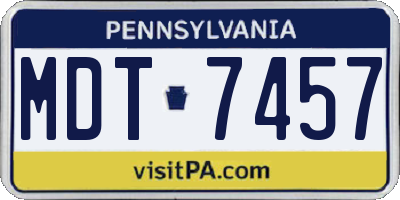 PA license plate MDT7457