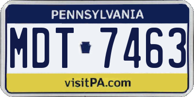 PA license plate MDT7463